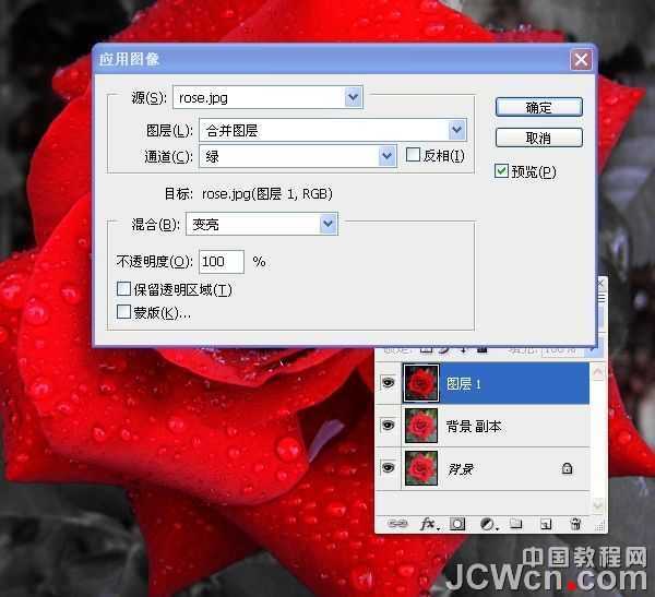 Photoshop快速将红色玫瑰变成金色的效果