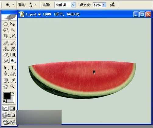 用PS鼠绘超逼真的半边红西瓜