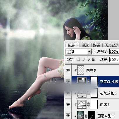 Photoshop将春季人物图片打造出唯美的古典暗绿色效果教程