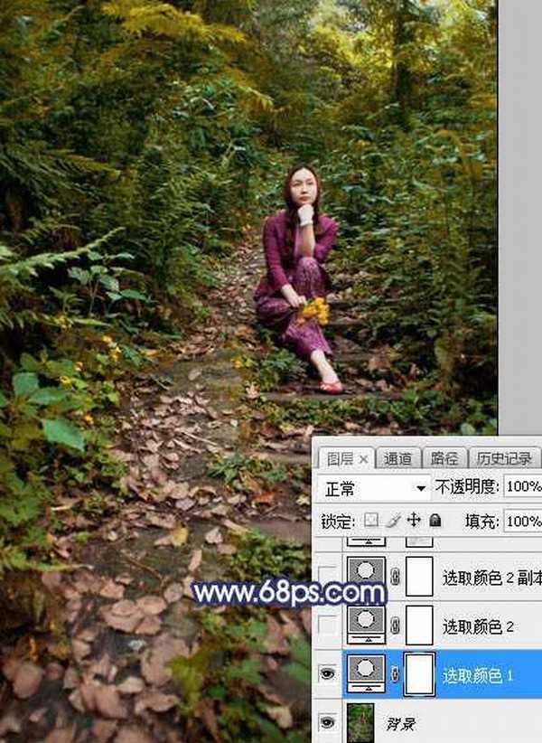 Photoshop调制出唯美的冷暖色山坡上的人物加图片