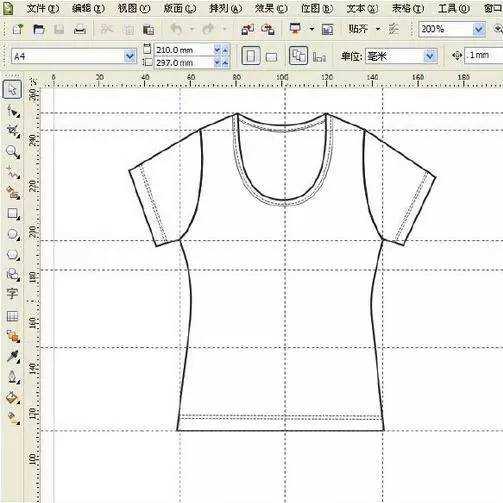 Coreldraw详细解析女士短袖T恤的款式图画法教程
