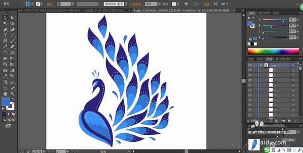 ai怎么手绘漂亮的蓝孔雀图标? ai孔雀的画法