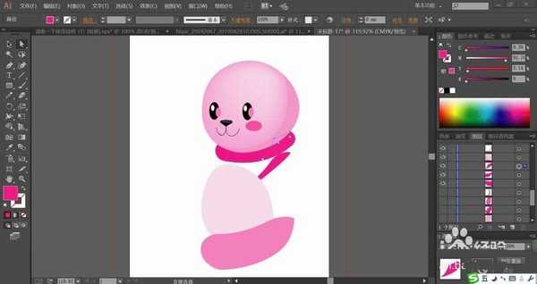 ai怎么绘制粉色小熊? ai小粉熊的画法