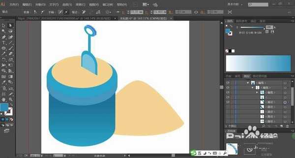 ai怎么绘制儿童水桶玩具? ai水桶的画法