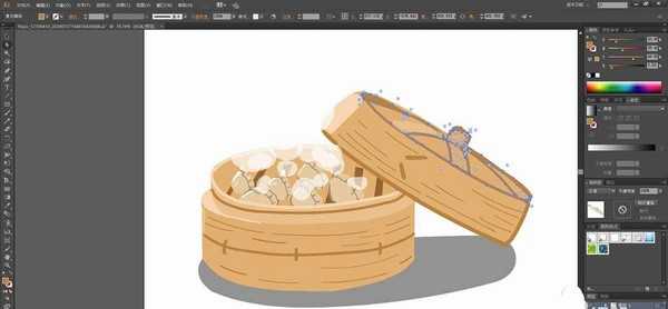 ai怎么手绘竹笼饺子素材? ai画小笼包插画的技巧